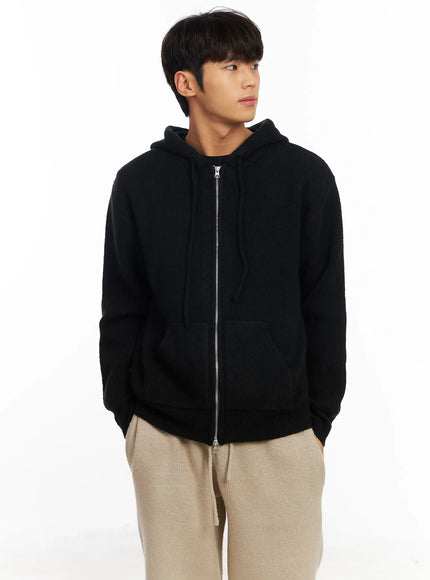 men-s-two-way-knit-zip-up-hoodie-if504 / Black