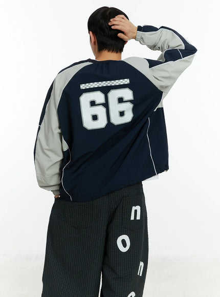 mens-racing-nylon-colorblock-drawstring-sweatshirt-if511 / Dark blue