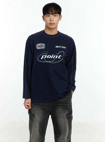 mens-casual-streetwear-long-sleeve-tee-if510 / Dark blue