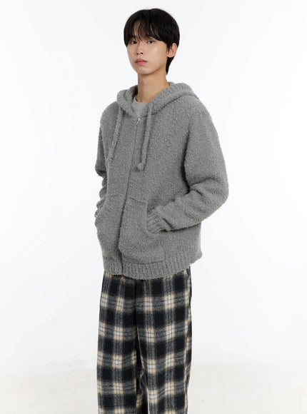 mens-boucle-knit-zip-up-hoodie-id502 / Gray