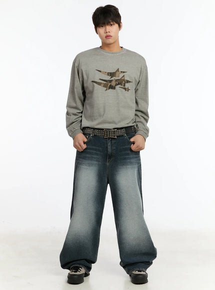 mens-camo-star-patch-sweatshirt-im503 / Gray