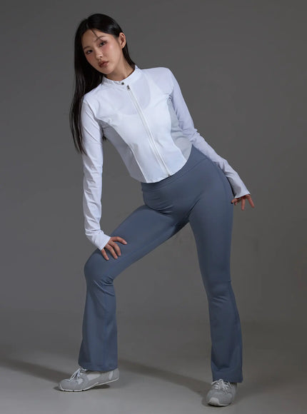 High-Waist Flared Leggings (Light Blue) IO517