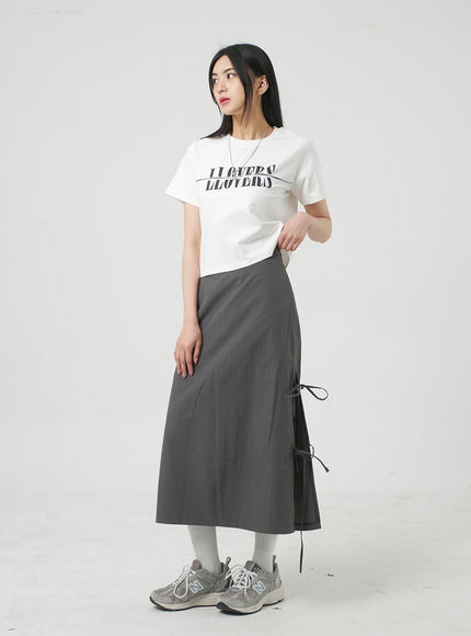 Side Slit Nylon Maxi Skirt BY312