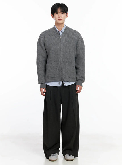 Men's Dark Gray Wide Slacks IJ521