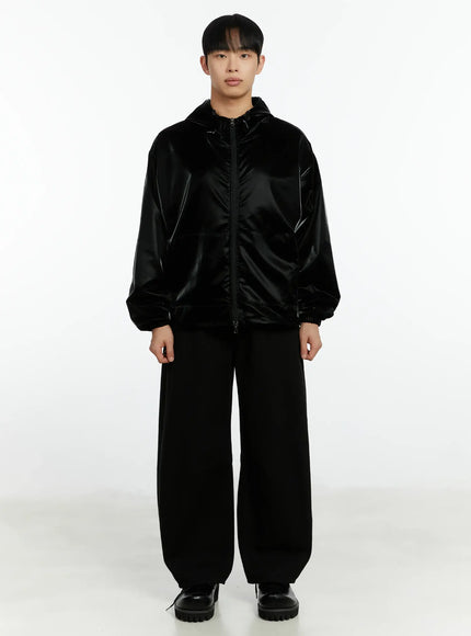 mens-high-end-glossy-double-zipper-zip-up-hoodie-if511