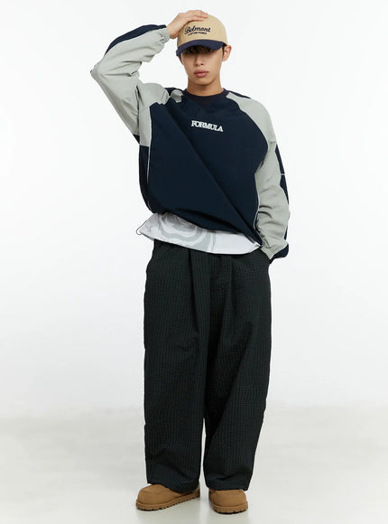 mens-mini-check-pattern-pin-tuck-wide-parachute-pants-if511