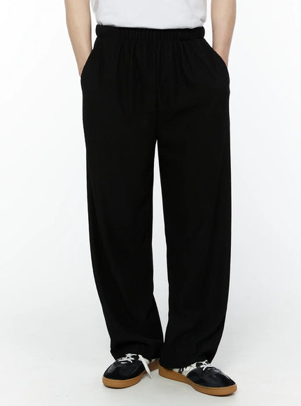 Men's Pleated Wide Leg Pants (Black) IY504