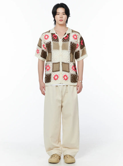 mens-crochet-knit-short-sleeve-cardigan-iy525