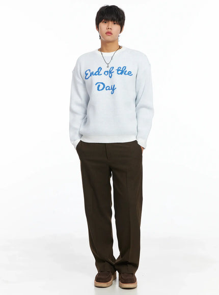 mens-graphic-lettering-knit-pullover-ij512 / White
