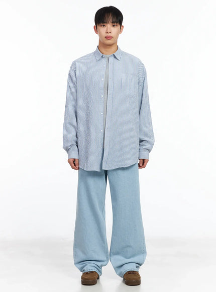 Men's Oversized Striped Collar Shirt IM511