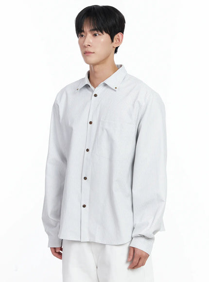mens-simple-striped-button-up-shirt-ij521