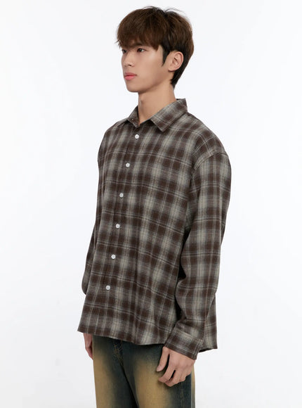 Men's Plaid Button-Up Shirt IN512