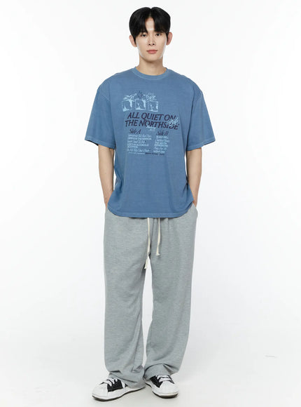Men's Gray Semi-Wide Sweatpants IA530