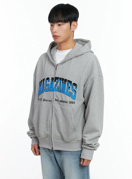 Men's Graphic Magazine Zip-Up Hoodie IN518