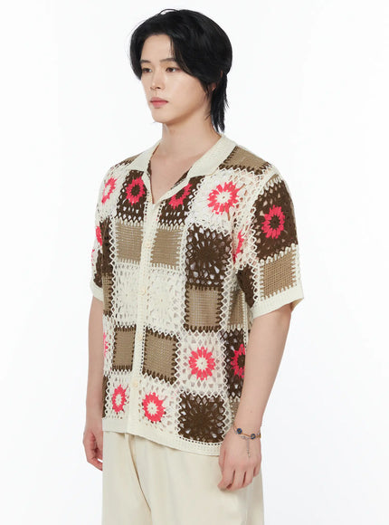 mens-crochet-knit-short-sleeve-cardigan-iy525