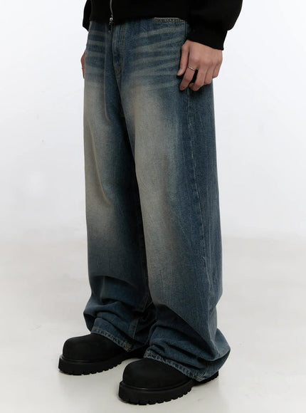 Men's Vintage Wash Baggy Jeans IS529