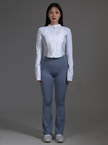 High-Waist Flared Leggings (Light Blue) IO517