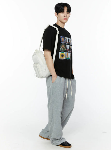 Men's Gray Semi-Wide Sweatpants IA530