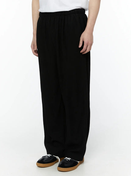 Men's Pleated Wide Leg Pants (Black) IY504