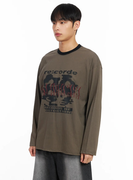 Men's Glitch Graphic Long Sleeve Top IM516