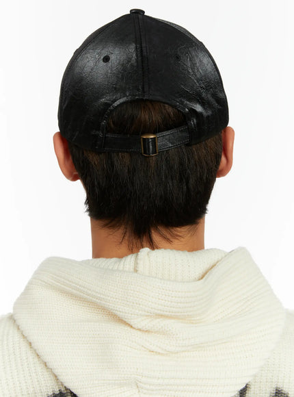 Crackle Faux Leather Youth Cap ID524