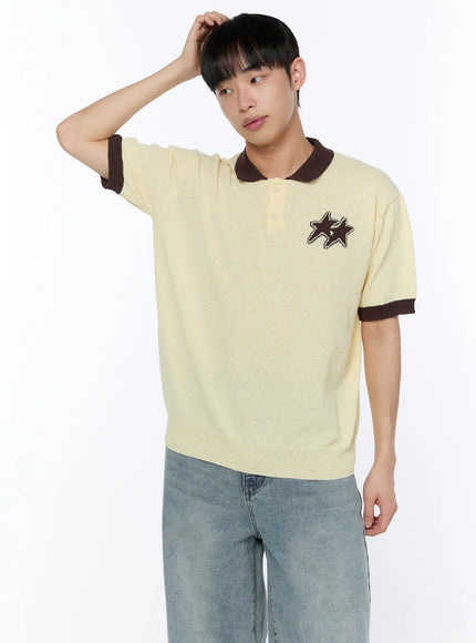 Men's Contrast Graphic Polo Shirt IA520