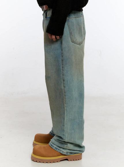 Men's Vintage Wash Wide Fit Jeans IS529