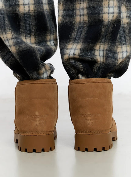 Men's Warm Beige Shearling Boots ID502