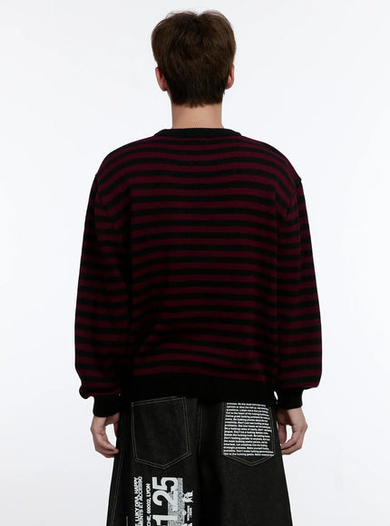 Men's Sunburst Striped Knit Sweater IS529