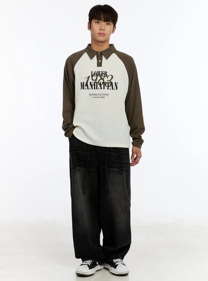 mens-raglan-collar-graphic-long-sleeve-tee-im530 / Dark green