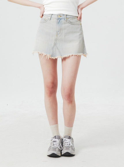 Ripped Denim Mini Skirt BA305