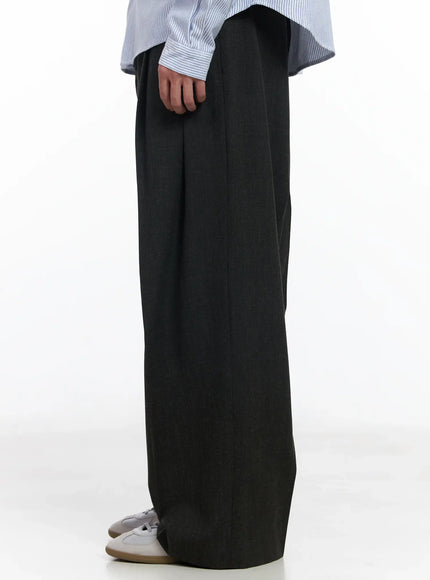 Men's Dark Gray Wide Slacks IJ521