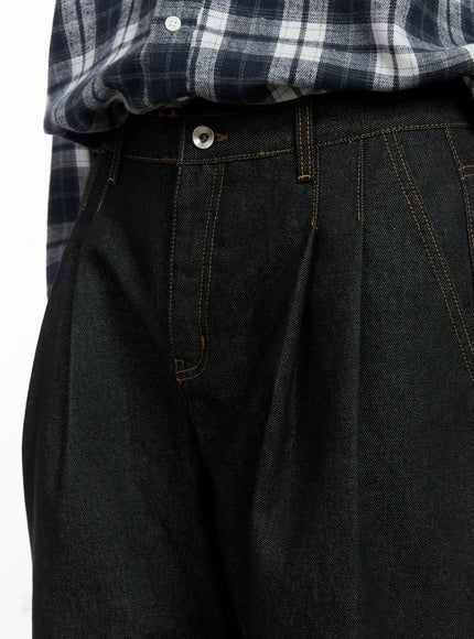 Men's Pintuck Jeans (Black)  IN518
