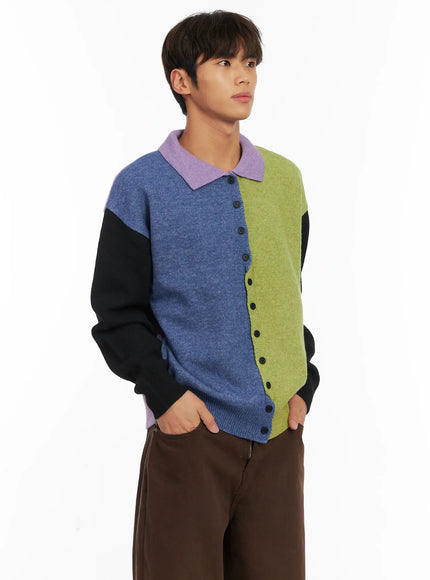 mens-colorblock-collared-cardigan-id511