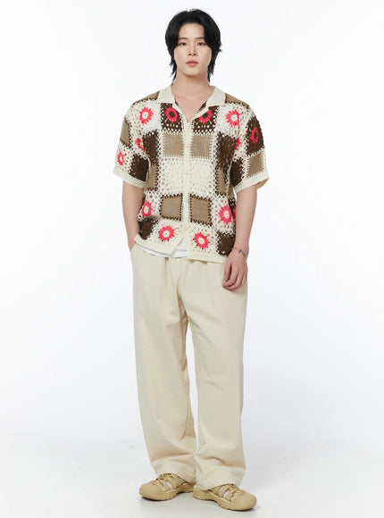 mens-crochet-knit-short-sleeve-cardigan-iy525