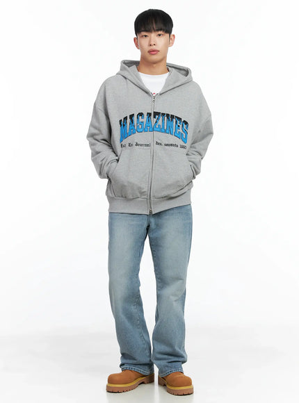 Men's Graphic Magazine Zip-Up Hoodie IN518