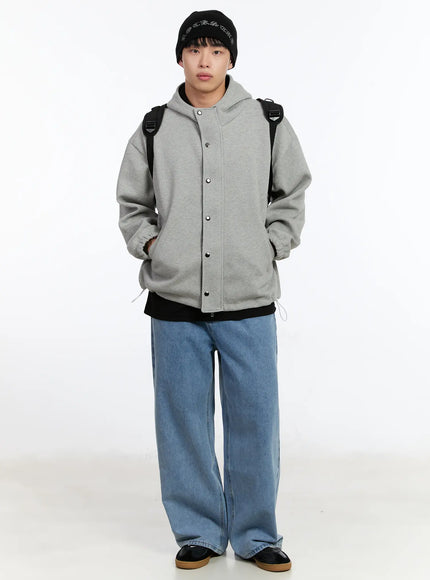 mens-two-way-button-hoodie-jacket-ia508 / Gray