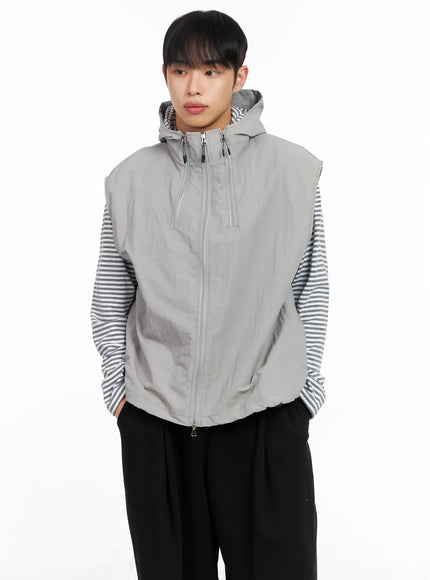 mens-hooded-vest-im516 / Light gray