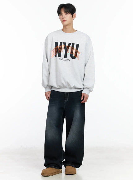 mens-embroidered-crewneck-sweatshirt-im523 / Light gray