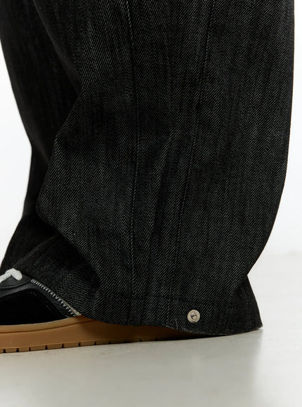 Men's Snap Button Wide-Leg Jeans ID502