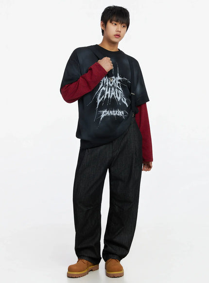 mens-black-vintage-graphic-layered-long-sleeve-tee-ij527