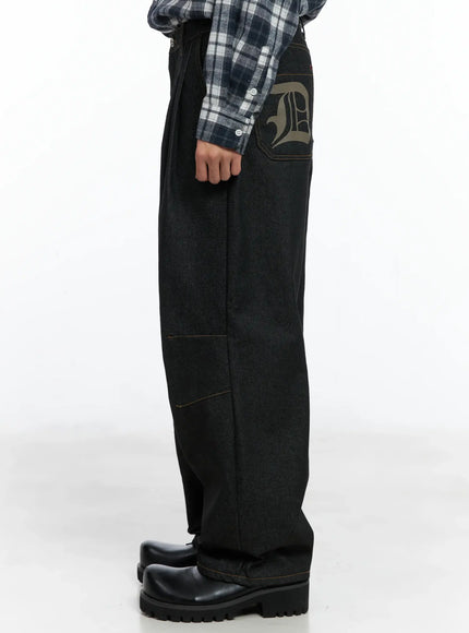 Men's Pintuck Jeans (Black)  IN518