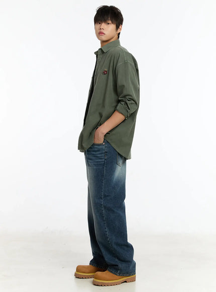 Men's Washed Wide-Leg Jeans IM502