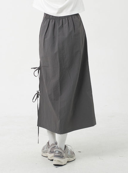 Side Slit Nylon Maxi Skirt BY312