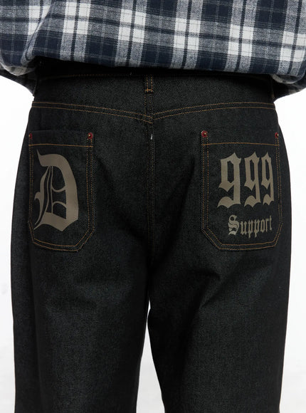 Men's Pintuck Jeans (Black)  IN518