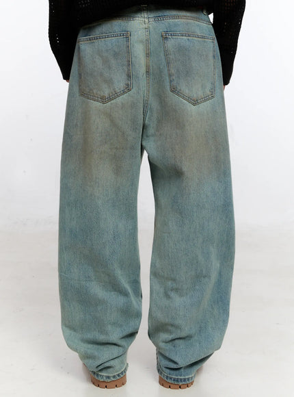 Men's Vintage Wash Wide Fit Jeans IS529