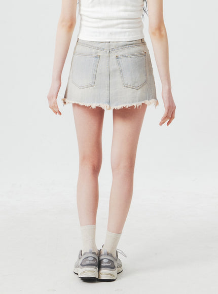Ripped Denim Mini Skirt BA305