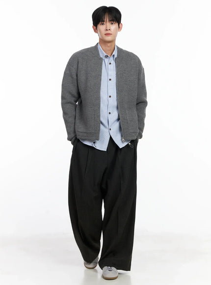 Men's Dark Gray Wide Slacks IJ521