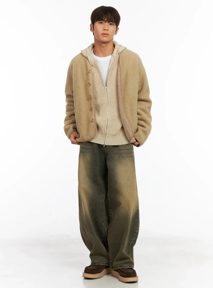 Men's Ribbed Knit Zip-Up Hoodie ID511