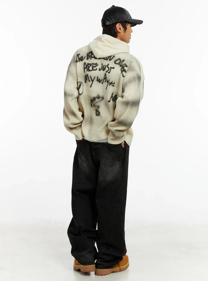 Men's Graffiti Knit Hoodie ID524